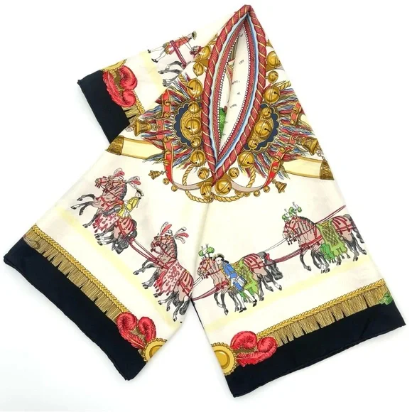 HERMES Scarf Carré 90 "Caparacons de Francia et de l'India" LARGE SQUAR SCARF - Picture 3 of 10